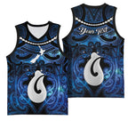 Personalized Maori Matariki Hei Matau Basketball Jersey Maori Kowhaiwhai Pattern Galaxy