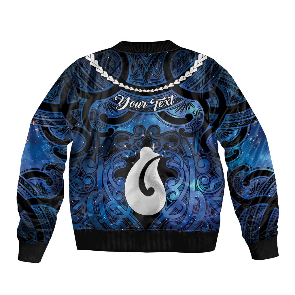 Personalized Maori Matariki Hei Matau Bomber Jacket Maori Kowhaiwhai Pattern Galaxy