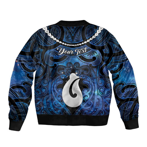 Personalized Maori Matariki Hei Matau Bomber Jacket Maori Kowhaiwhai Pattern Galaxy