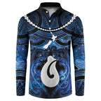 Personalized Maori Matariki Hei Matau Button Sweatshirt Maori Kowhaiwhai Pattern Galaxy