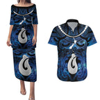 Personalized Maori Matariki Hei Matau Couples Matching Puletasi and Hawaiian Shirt Maori Kowhaiwhai Pattern Galaxy