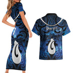 Personalized Maori Matariki Hei Matau Couples Matching Short Sleeve Bodycon Dress and Hawaiian Shirt Maori Kowhaiwhai Pattern Galaxy