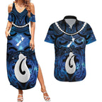 Personalized Maori Matariki Hei Matau Couples Matching Summer Maxi Dress and Hawaiian Shirt Maori Kowhaiwhai Pattern Galaxy