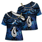 Personalized Maori Matariki Hei Matau Cross Shoulder Shirt Maori Kowhaiwhai Pattern Galaxy