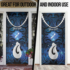 Personalized Maori Matariki Hei Matau Door Cover Maori Kowhaiwhai Pattern Galaxy