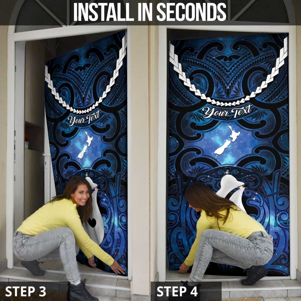 Personalized Maori Matariki Hei Matau Door Cover Maori Kowhaiwhai Pattern Galaxy