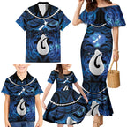 Personalized Maori Matariki Hei Matau Family Matching Mermaid Dress and Hawaiian Shirt Maori Kowhaiwhai Pattern Galaxy