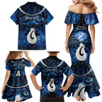 Personalized Maori Matariki Hei Matau Family Matching Mermaid Dress and Hawaiian Shirt Maori Kowhaiwhai Pattern Galaxy