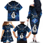 Personalized Maori Matariki Hei Matau Family Matching Off The Shoulder Long Sleeve Dress and Hawaiian Shirt Maori Kowhaiwhai Pattern Galaxy