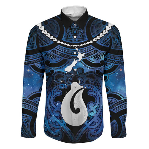 Personalized Maori Matariki Hei Matau Family Matching Off Shoulder Short Dress and Hawaiian Shirt Maori Kowhaiwhai Pattern Galaxy