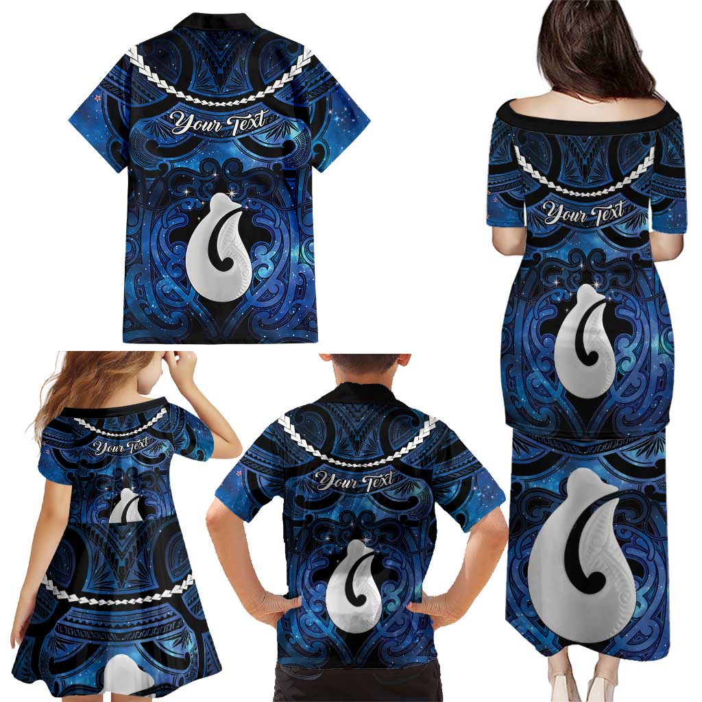Personalized Maori Matariki Hei Matau Family Matching Puletasi and Hawaiian Shirt Maori Kowhaiwhai Pattern Galaxy