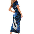 Personalized Maori Matariki Hei Matau Family Matching Short Sleeve Bodycon Dress and Hawaiian Shirt Maori Kowhaiwhai Pattern Galaxy