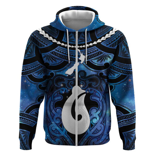 Personalized Maori Matariki Hei Matau Hoodie Maori Kowhaiwhai Pattern Galaxy