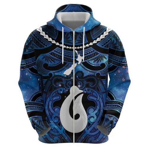 Personalized Maori Matariki Hei Matau Hoodie Maori Kowhaiwhai Pattern Galaxy