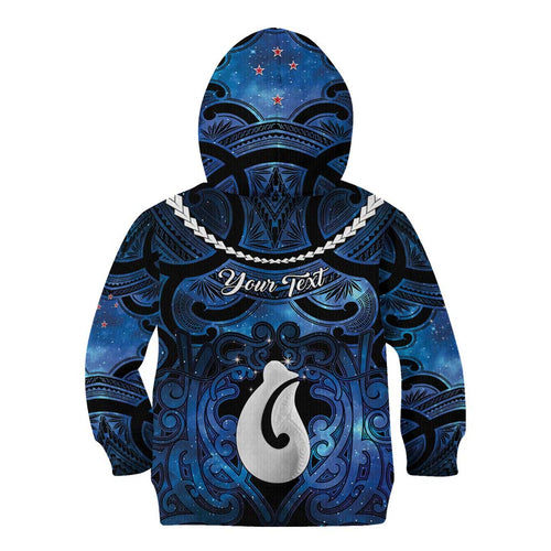 Personalized Maori Matariki Hei Matau Kid Hoodie Maori Kowhaiwhai Pattern Galaxy