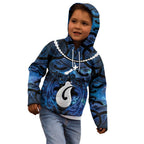 Personalized Maori Matariki Hei Matau Kid Hoodie Maori Kowhaiwhai Pattern Galaxy