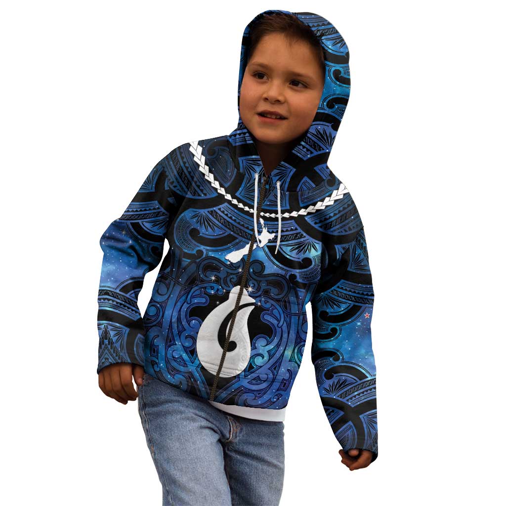 Personalized Maori Matariki Hei Matau Kid Hoodie Maori Kowhaiwhai Pattern Galaxy