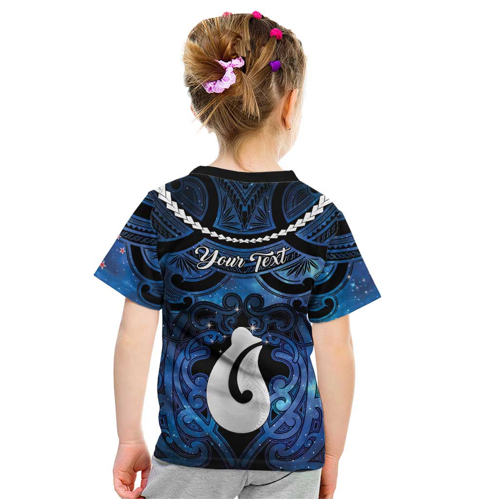 Personalized Maori Matariki Hei Matau Kid T Shirt Maori Kowhaiwhai Pattern Galaxy
