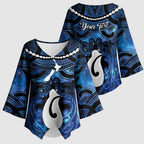 Personalized Maori Matariki Hei Matau Kimono Sleeve Blouse Maori Kowhaiwhai Pattern Galaxy