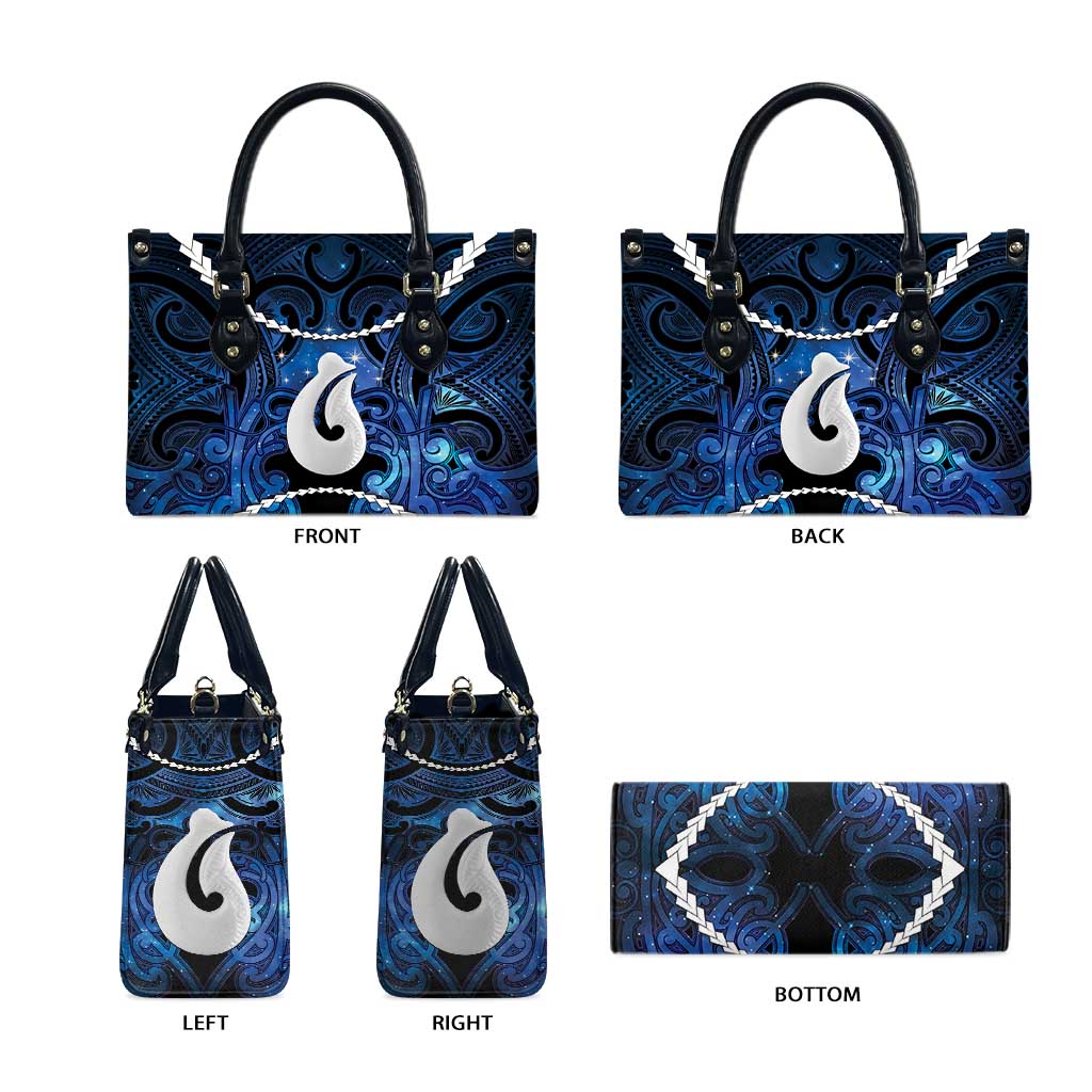 Maori Matariki Hei Matau Leather Bag Maori Kowhaiwhai Pattern Galaxy