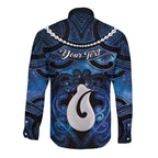 Personalized Maori Matariki Hei Matau Long Sleeve Button Shirt Maori Kowhaiwhai Pattern Galaxy
