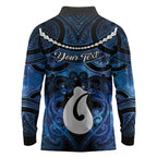 Personalized Maori Matariki Hei Matau Long Sleeve Polo Shirt Maori Kowhaiwhai Pattern Galaxy