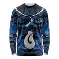 Personalized Maori Matariki Hei Matau Long Sleeve Shirt Maori Kowhaiwhai Pattern Galaxy