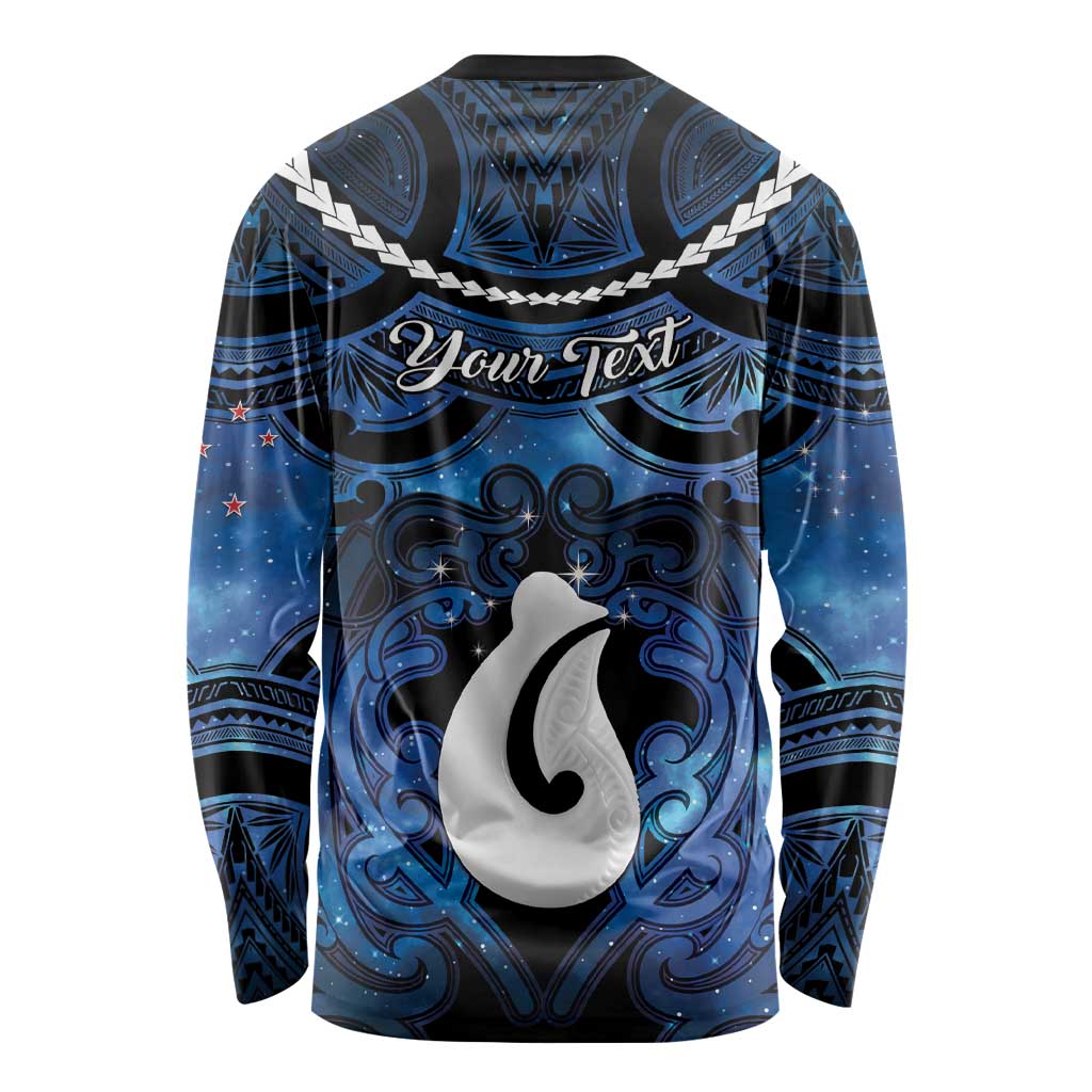 Personalized Maori Matariki Hei Matau Long Sleeve Shirt Maori Kowhaiwhai Pattern Galaxy