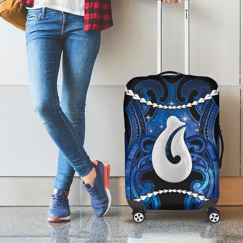 Maori Matariki Hei Matau Luggage Cover Maori Kowhaiwhai Pattern Galaxy