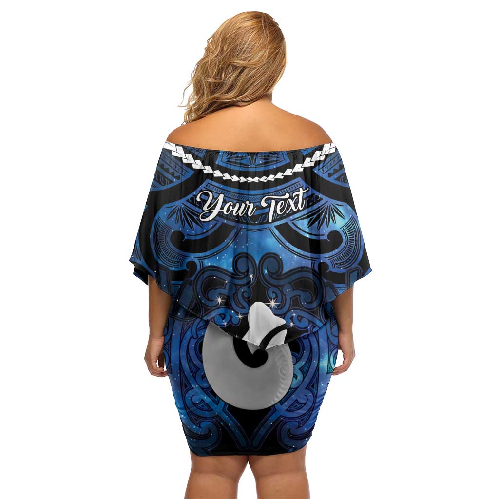 Personalized Maori Matariki Hei Matau Off Shoulder Short Dress Maori Kowhaiwhai Pattern Galaxy