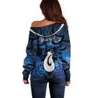 Personalized Maori Matariki Hei Matau Off Shoulder Sweater Maori Kowhaiwhai Pattern Galaxy
