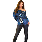 Personalized Maori Matariki Hei Matau Off Shoulder Sweater Maori Kowhaiwhai Pattern Galaxy