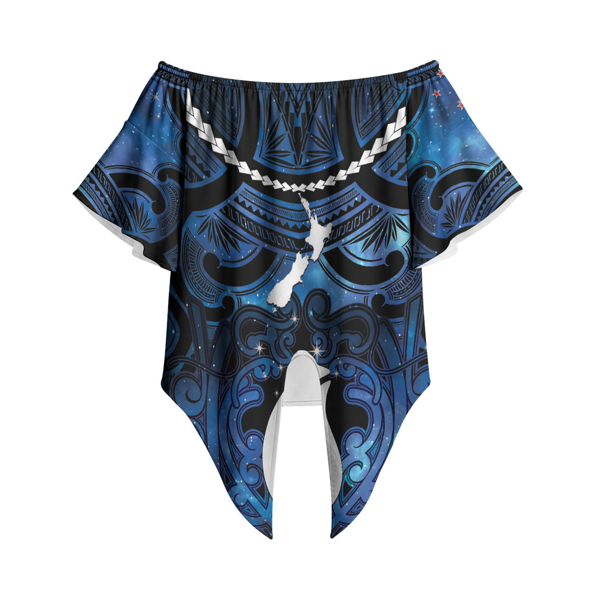 Personalized Maori Matariki Hei Matau Off Shoulder Wrap Waist Top Maori Kowhaiwhai Pattern Galaxy