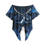 Personalized Maori Matariki Hei Matau Off Shoulder Wrap Waist Top Maori Kowhaiwhai Pattern Galaxy