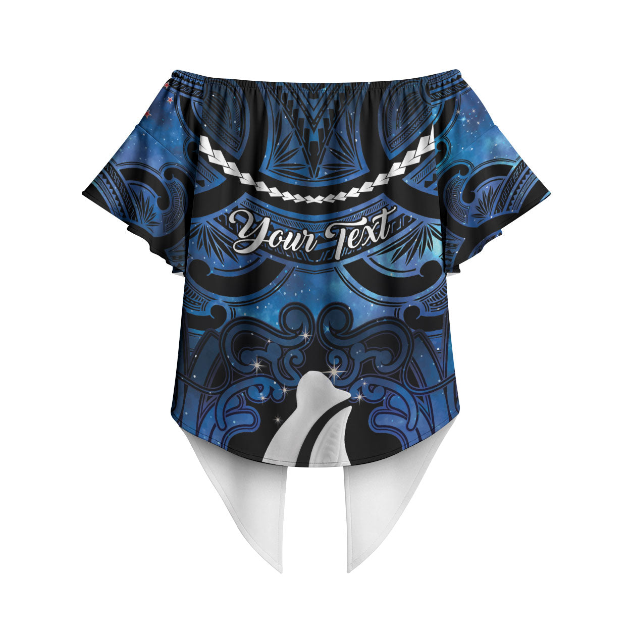 Personalized Maori Matariki Hei Matau Off Shoulder Wrap Waist Top Maori Kowhaiwhai Pattern Galaxy