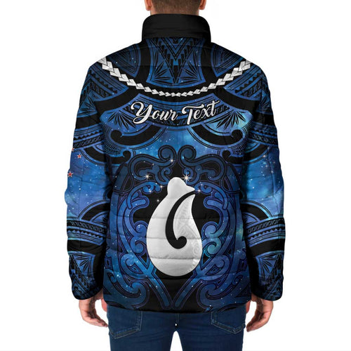 Personalized Maori Matariki Hei Matau Padded Jacket Maori Kowhaiwhai Pattern Galaxy