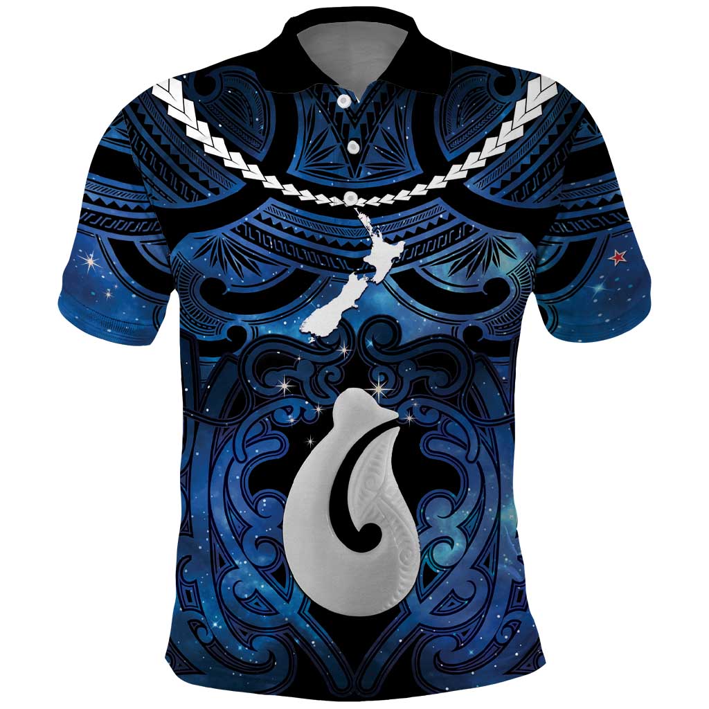 Personalized Maori Matariki Hei Matau Polo Shirt Maori Kowhaiwhai Pattern Galaxy