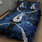 Maori Matariki Hei Matau Quilt Bed Set Maori Kowhaiwhai Pattern Galaxy