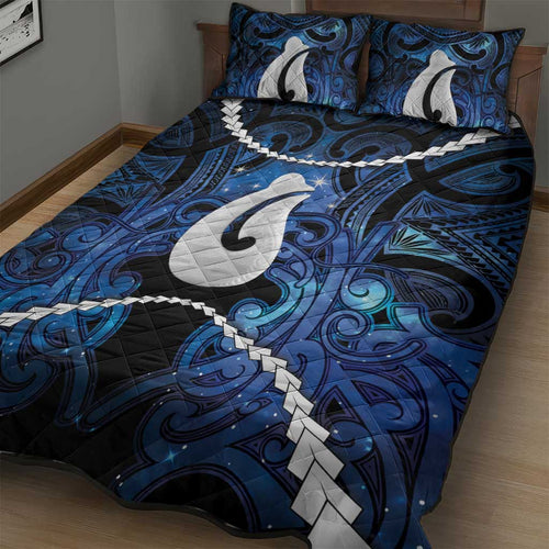 Maori Matariki Hei Matau Quilt Bed Set Maori Kowhaiwhai Pattern Galaxy