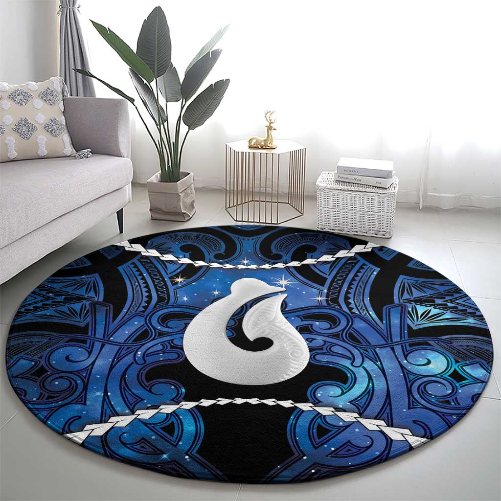 Maori Matariki Hei Matau Round Carpet Maori Kowhaiwhai Pattern Galaxy