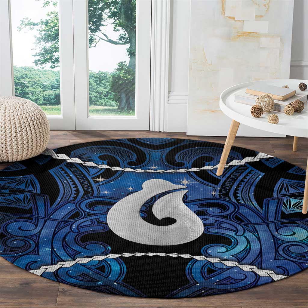 Maori Matariki Hei Matau Round Carpet Maori Kowhaiwhai Pattern Galaxy