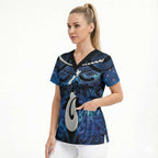 Personalized Maori Matariki Hei Matau Scrub Top Maori Kowhaiwhai Pattern Galaxy