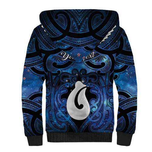 Personalized Maori Matariki Hei Matau Sherpa Hoodie Maori Kowhaiwhai Pattern Galaxy