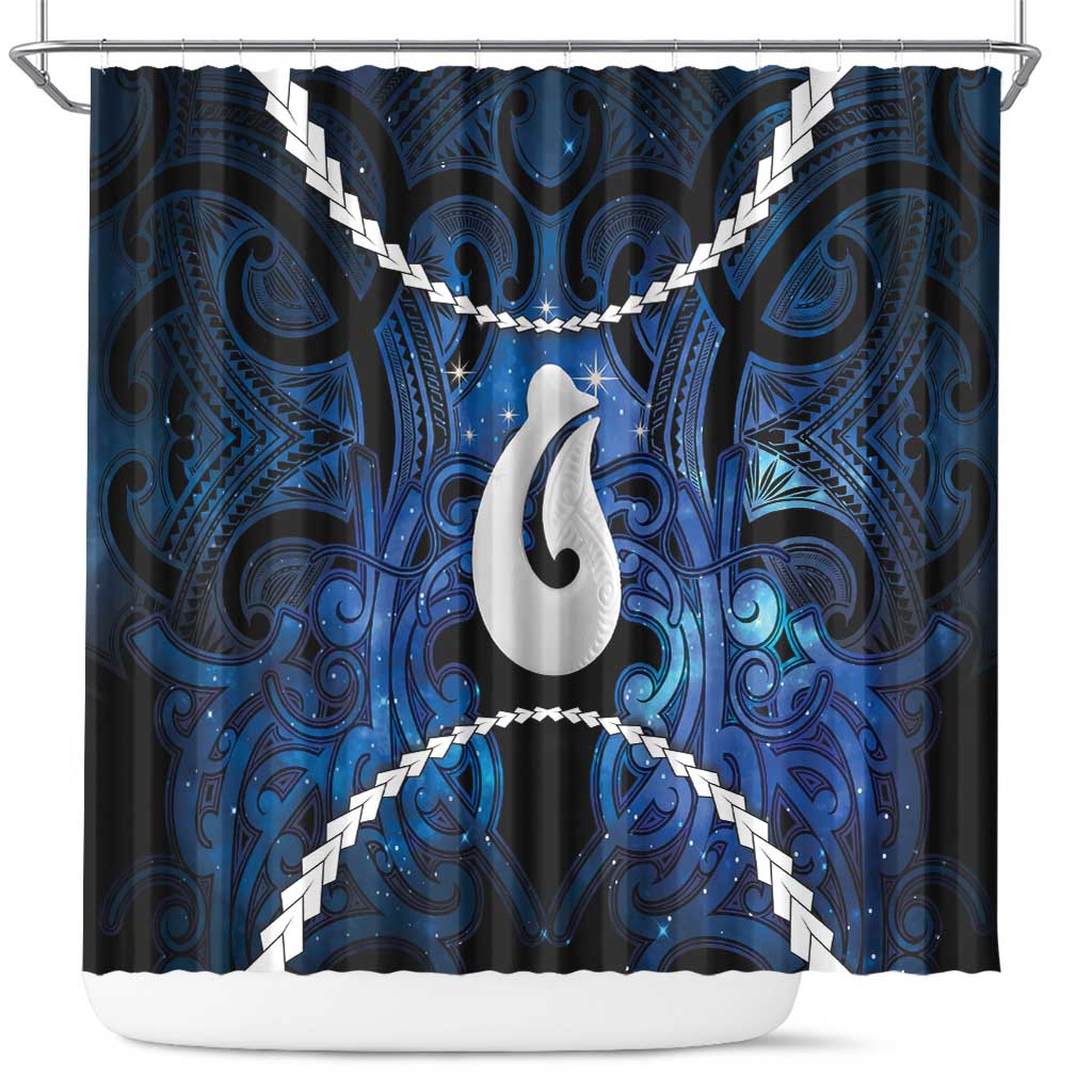 Maori Matariki Hei Matau Shower Curtain Maori Kowhaiwhai Pattern Galaxy