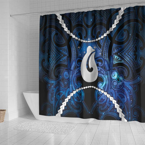 Maori Matariki Hei Matau Shower Curtain Maori Kowhaiwhai Pattern Galaxy