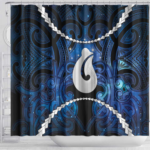 Maori Matariki Hei Matau Shower Curtain Maori Kowhaiwhai Pattern Galaxy