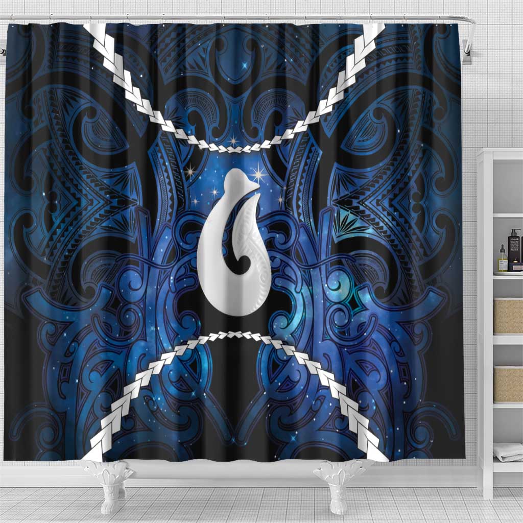 Maori Matariki Hei Matau Shower Curtain Maori Kowhaiwhai Pattern Galaxy