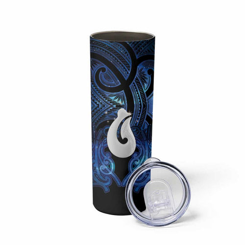 Personalized Maori Matariki Hei Matau Skinny Tumbler Maori Kowhaiwhai Pattern Galaxy