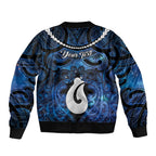 Personalized Maori Matariki Hei Matau Sleeve Zip Bomber Jacket Maori Kowhaiwhai Pattern Galaxy