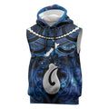 Personalized Maori Matariki Hei Matau Sleeveless Hoodie Maori Kowhaiwhai Pattern Galaxy